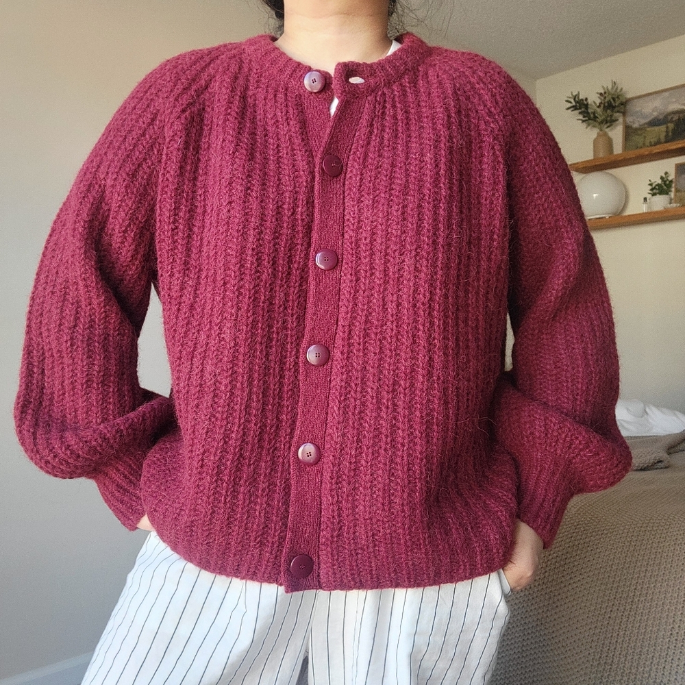 (sold) Sezane Emile Alpaca + Wool πβ€οΈπ¦ Cardigan, Burgundy Large - Picture 11 of 12